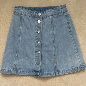 Denim Button-Up A-line Skirt